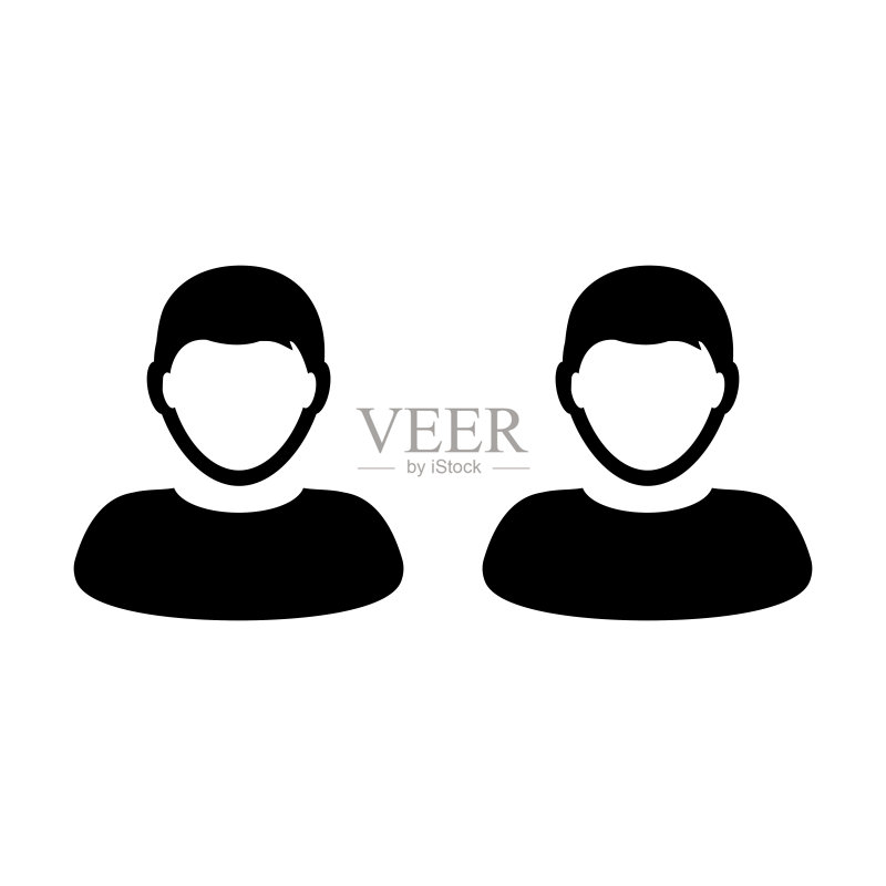 员工图标矢量男性人群组,扁平彩色字形图示图标素材