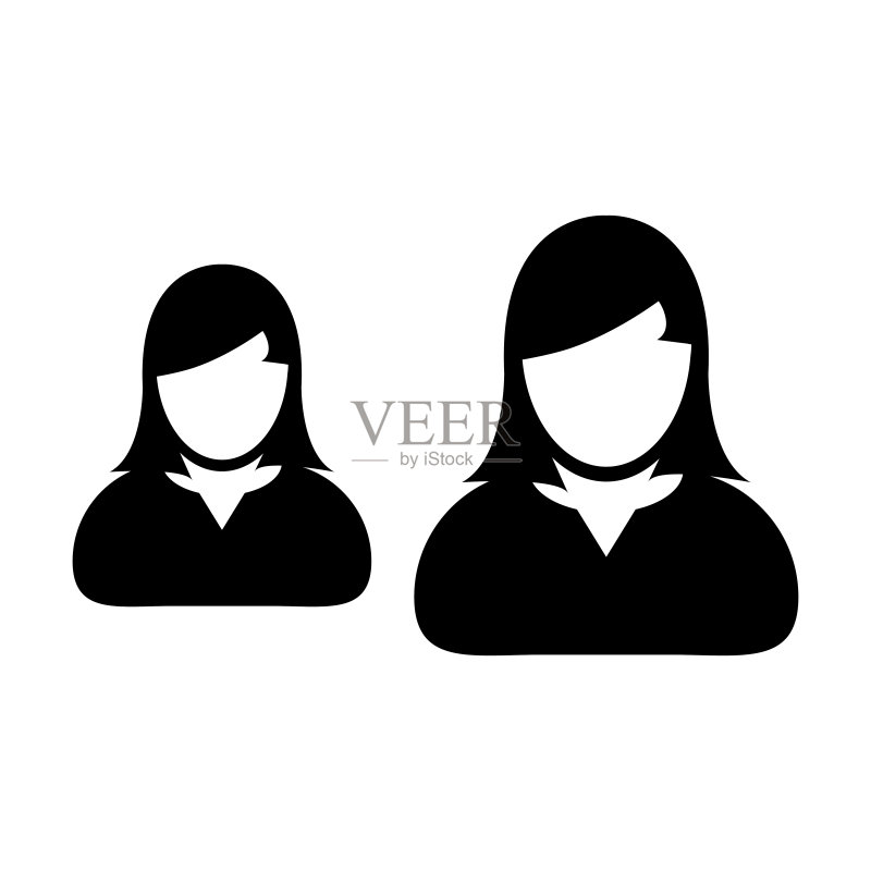 人物图标矢量图:女性群体商务团队管理扁平风格标志图标素材