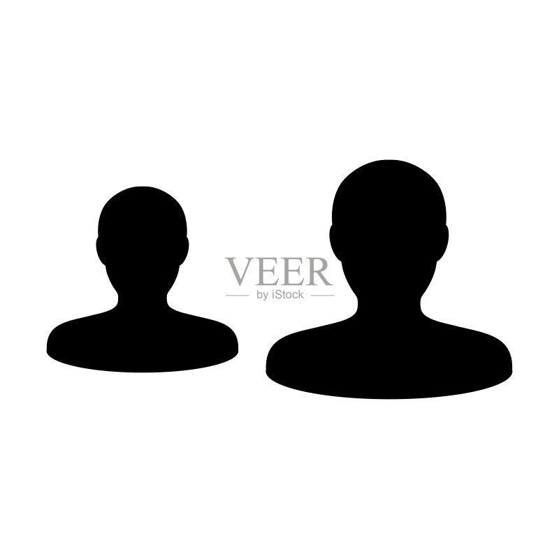 公司团队管理扁平风格矢量图标:男性群组图标素材