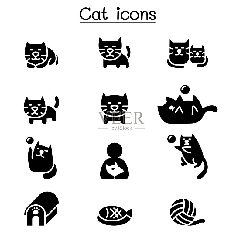 猫图标集矢量插图图形设计图标素材
