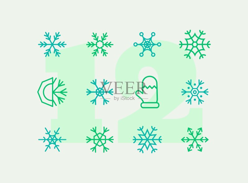 雪花线条图标集图标素材