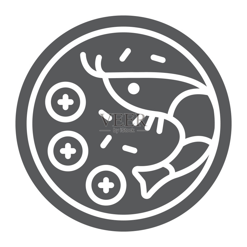 冬阴功字形图标,泰国食品,鲜虾标志,矢量图形,白色背景上的实体图案。图标素材