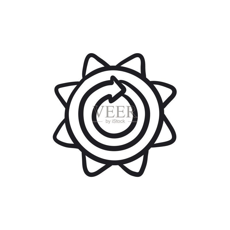 带有圆形箭头草图的太阳图标图标素材