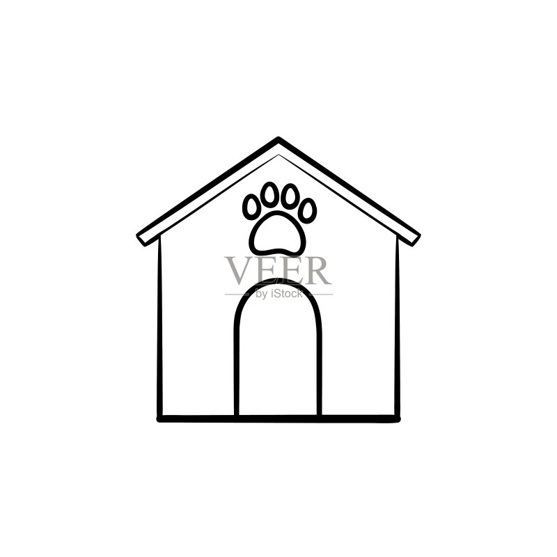 手绘狗窝轮廓涂鸦图标图标素材