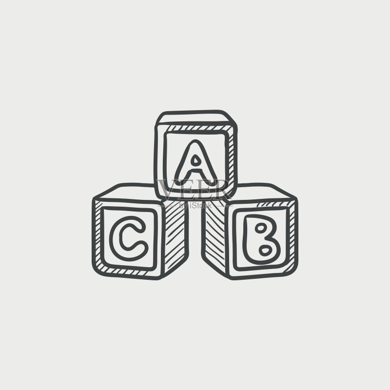 字母立方体素描图标图标素材