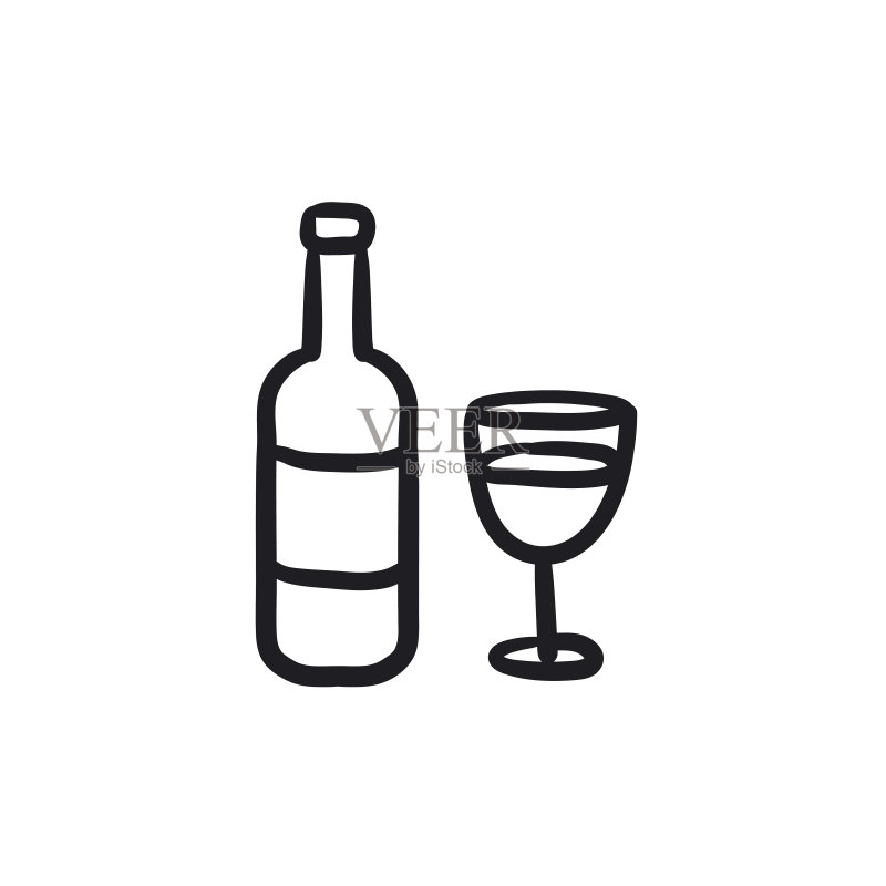 葡萄酒瓶素描图标图标素材