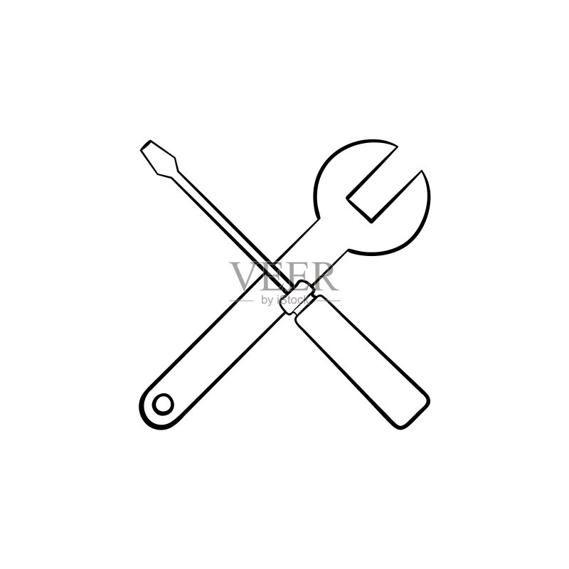 手绘维修工具轮廓涂鸦图标图标素材
