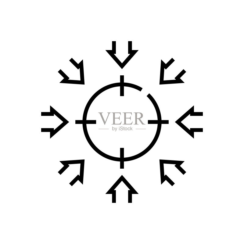 集体目标线性图标,概念符号,轮廓矢量图,线性符号图标素材