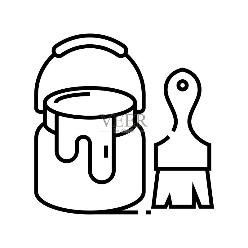 彩色画笔线条图标概念符号轮廓矢量图线性符号图标素材