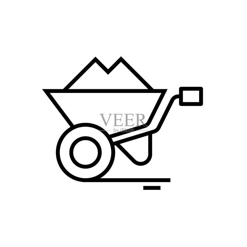 货运车线条图标,概念标志,轮廓矢量图,线性符号图标素材