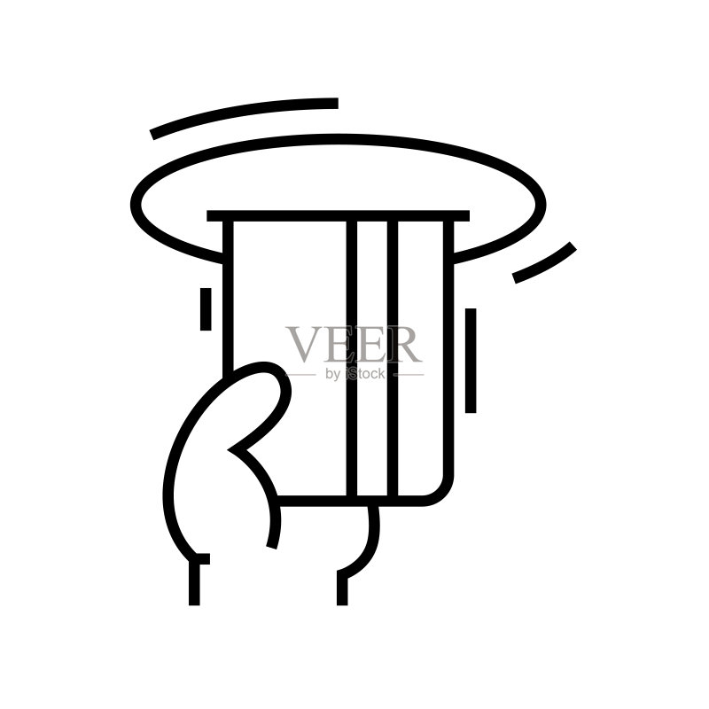 银行卡ATM机线性图标,概念符号,轮廓矢量插图图标素材