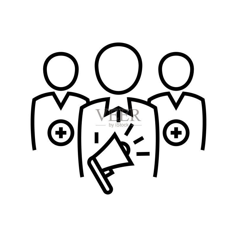 导演演讲线图标概念符号线性矢量图图标素材