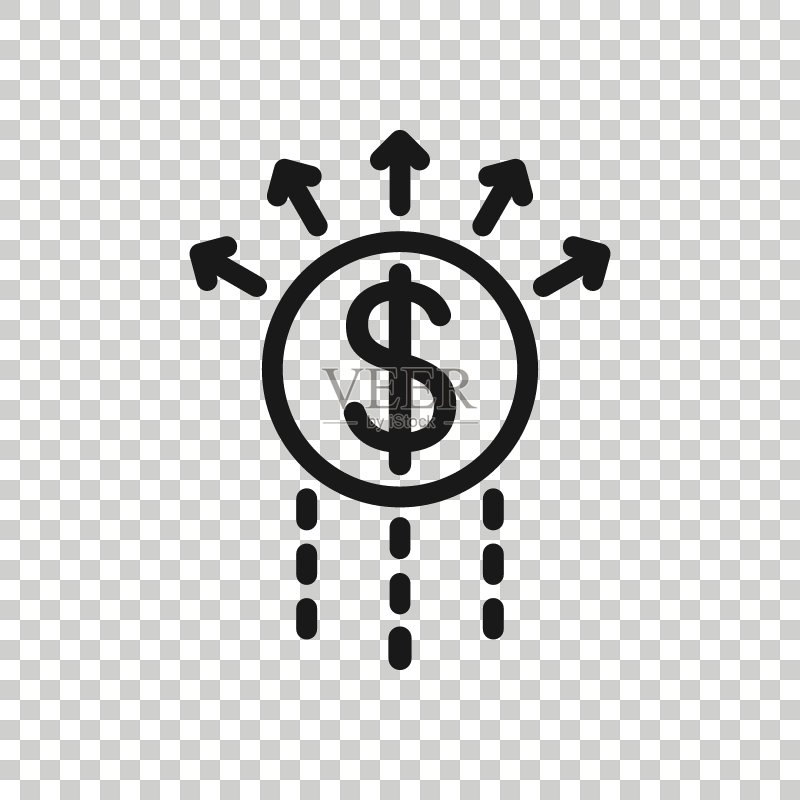 扁平风格的增长箭头图标。白色背景上的收入矢量图。提升业务概念。图标素材