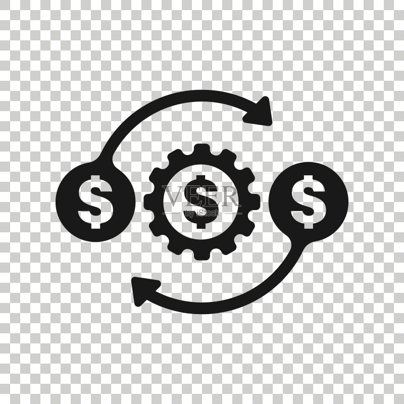 扁平风格的资金优化图标。齿轮高效矢量图,白色背景上的金融流程业务概念。图标素材