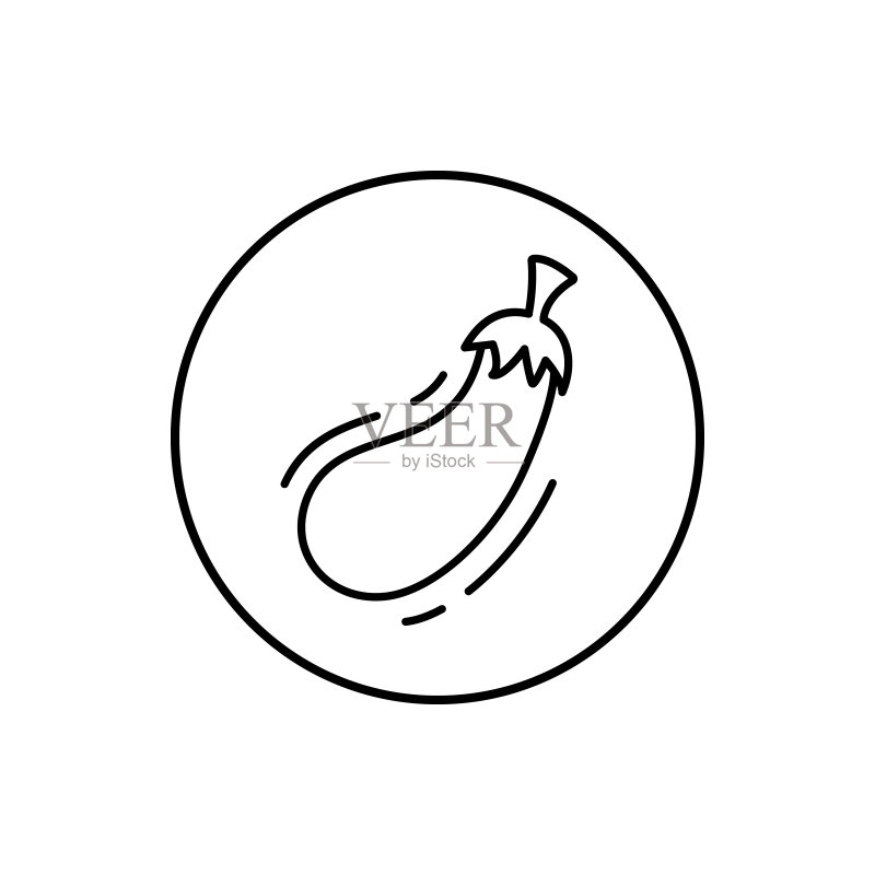 茄子纯素图标:UI/UX网站或移动应用简笔画矢量元素图标素材