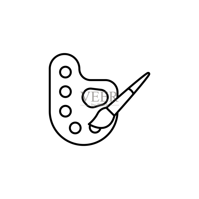 油漆,绘画,调色板线条插图图标上的白色背景图标素材