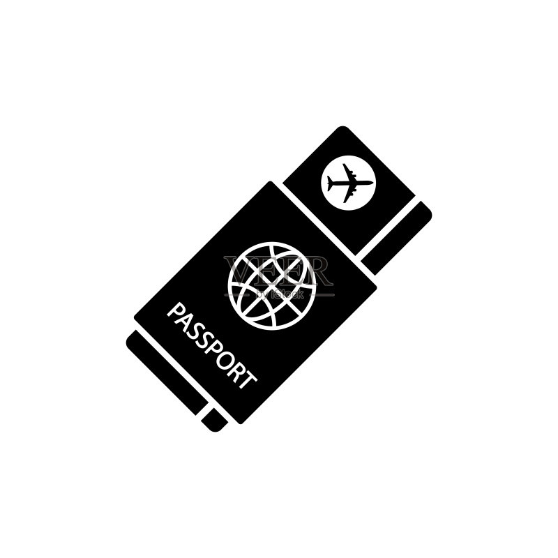 护照图标,logo,白色背景上隔离图标素材