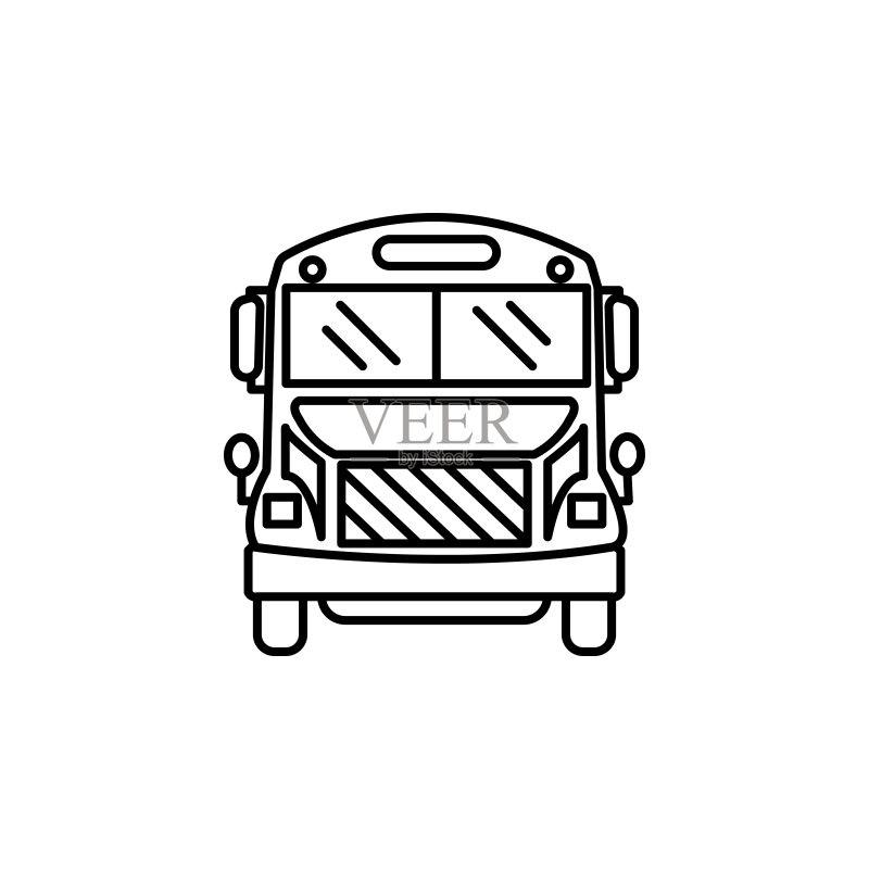 巴士学校交通运输线路插图图标,白色背景图标素材