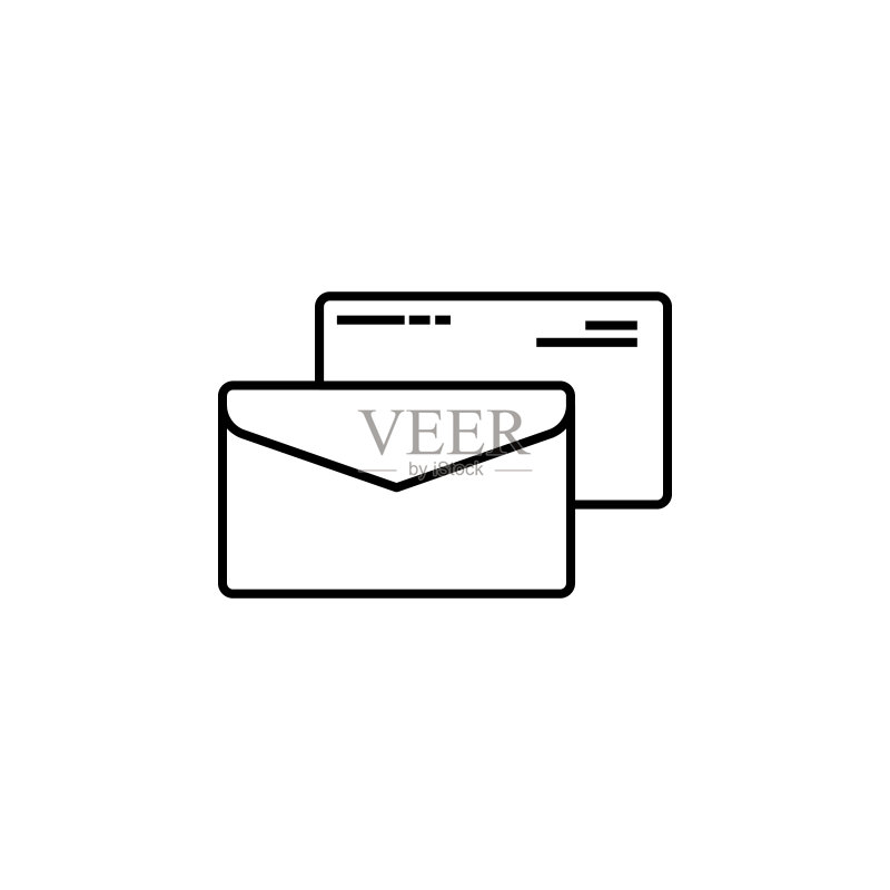 白色背景上的信封线条图标图标素材