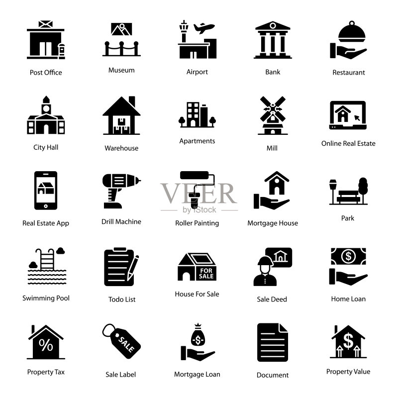 建筑实体图标包图标素材