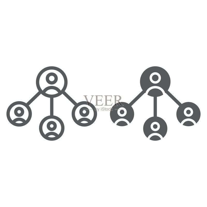 商业网络线性图标:商业、全球、社交网络标志,矢量图形,白色背景线性图案图标素材