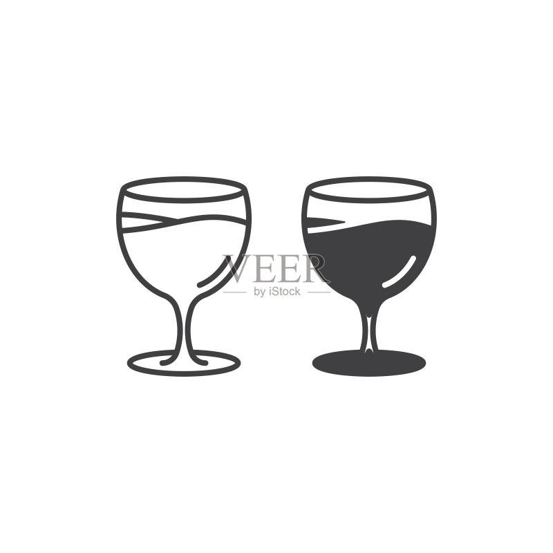 红酒杯矢量图标模板图标素材
