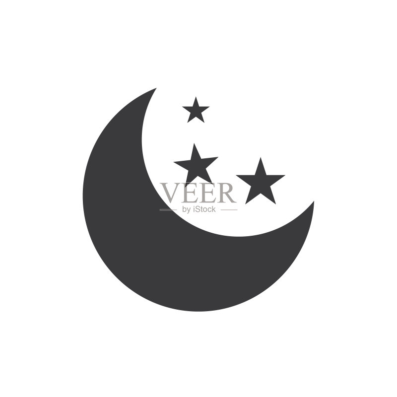 月亮星星矢量图标,适用于图形和网页设计图标素材