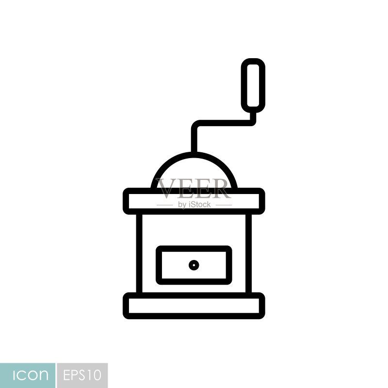 木制外壳经典咖啡研磨机矢量图标图标素材
