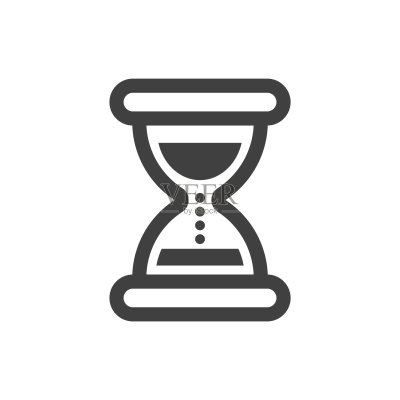 沙漏图标。简约线性设计。白色背景上的独立矢量图。图标素材