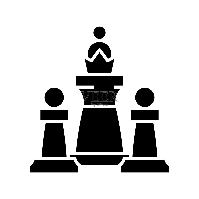 国际象棋黑色图标概念插画矢量扁平符号图标素材