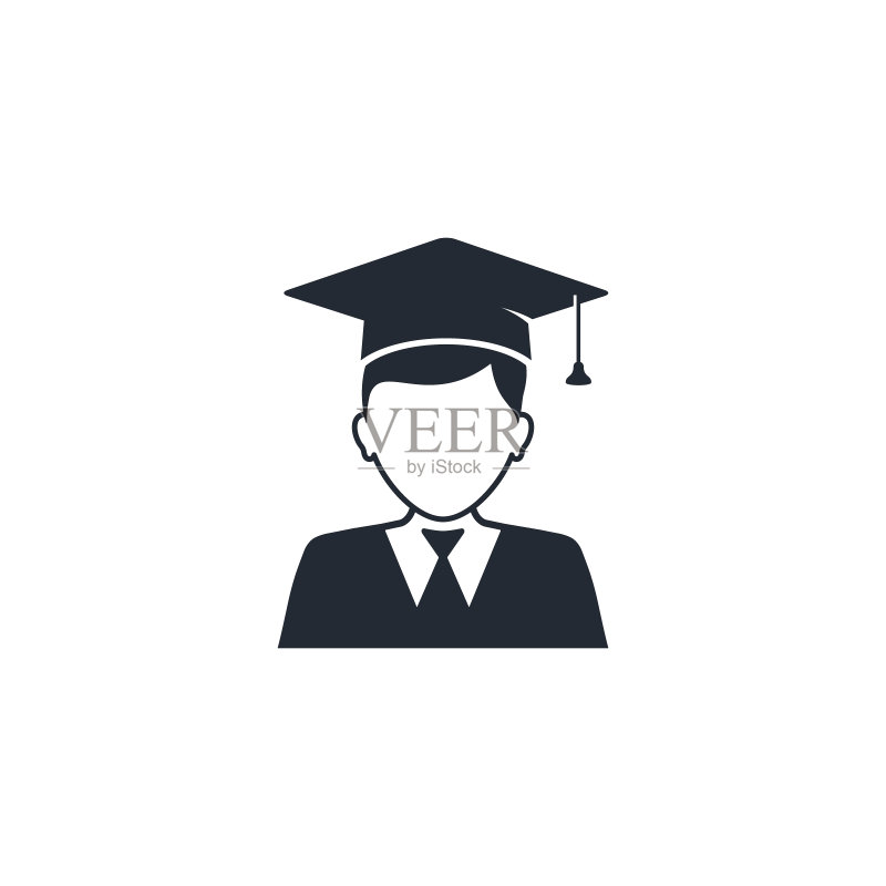 戴方帽的男学生矢量图标:身穿学位服的男性图标素材