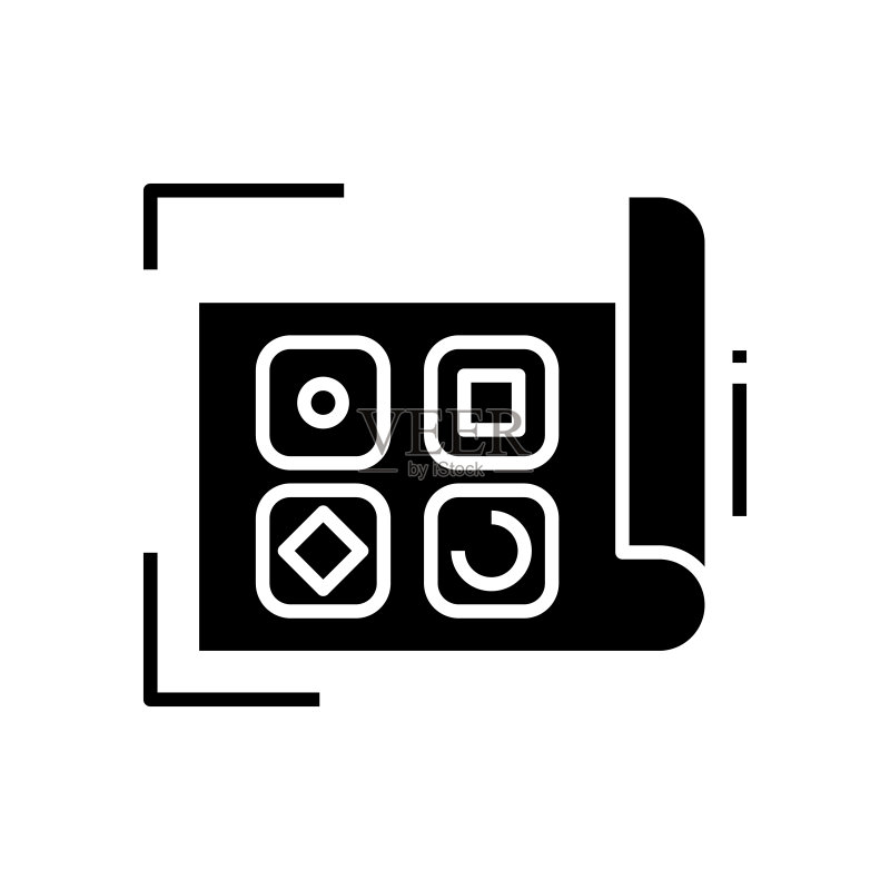 电子地图黑色图标,概念插图,矢量扁平符号,glyph符号图标素材