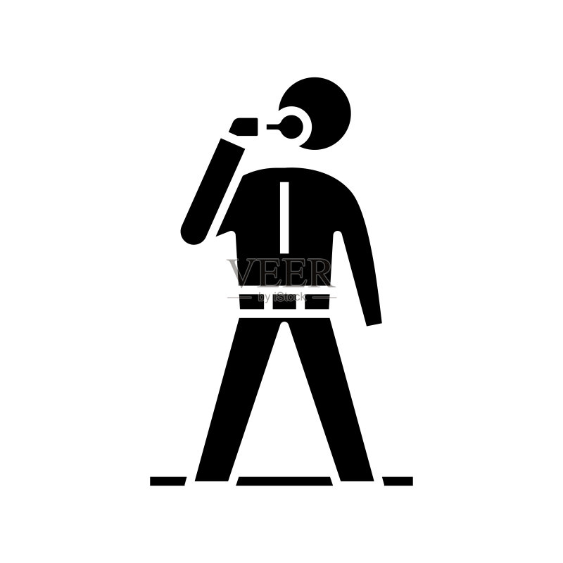 正在吃东西的男人黑色图标概念插图矢量扁平符号字形符号图标素材
