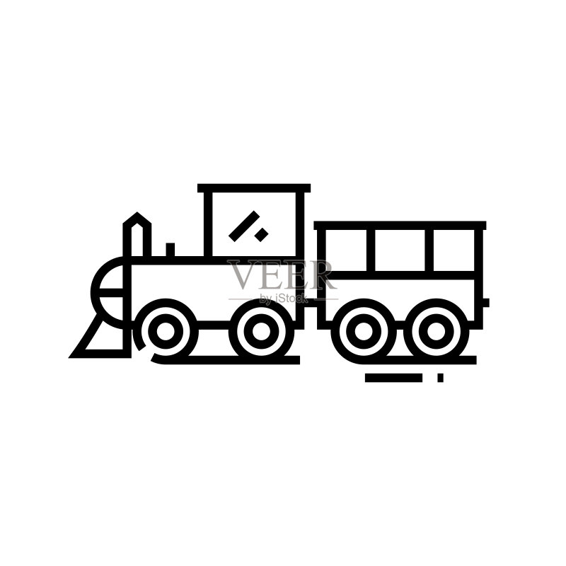 老式火车线路图标概念符号轮廓矢量图图标素材