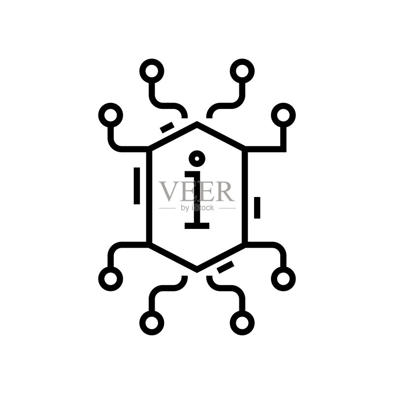 智力线条图标,概念符号,轮廓矢量图,线性符号图标素材