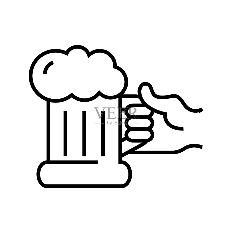 啤酒杯线条图标矢量插画图标素材