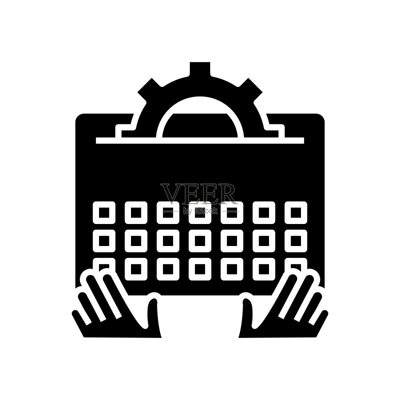 电脑设置黑色图标概念插画矢量扁平符号图标素材