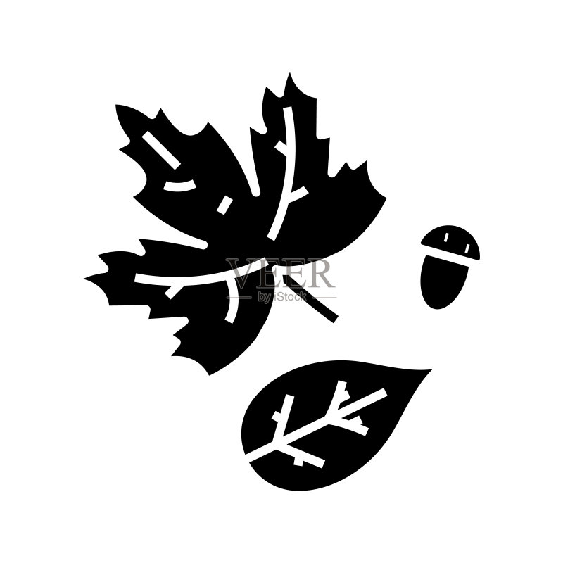 森林树叶黑色图标概念插画矢量扁平符号字形标志图标素材