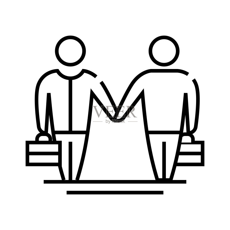 办公室协作线条图标图标素材
