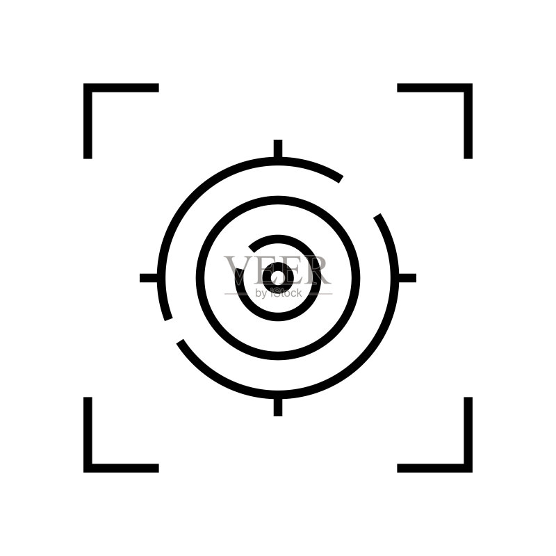 目标线性图标,概念标识,轮廓矢量插画,线性符号图标素材