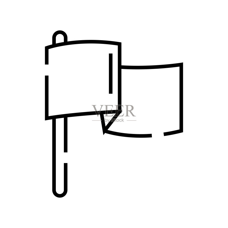 胜利旗帜线条图标,概念标志,轮廓矢量插图,线性符号图标素材