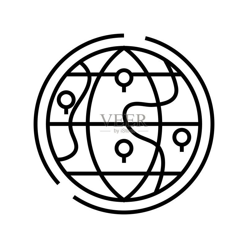 世界地点线性图标概念符号矢量图图标素材