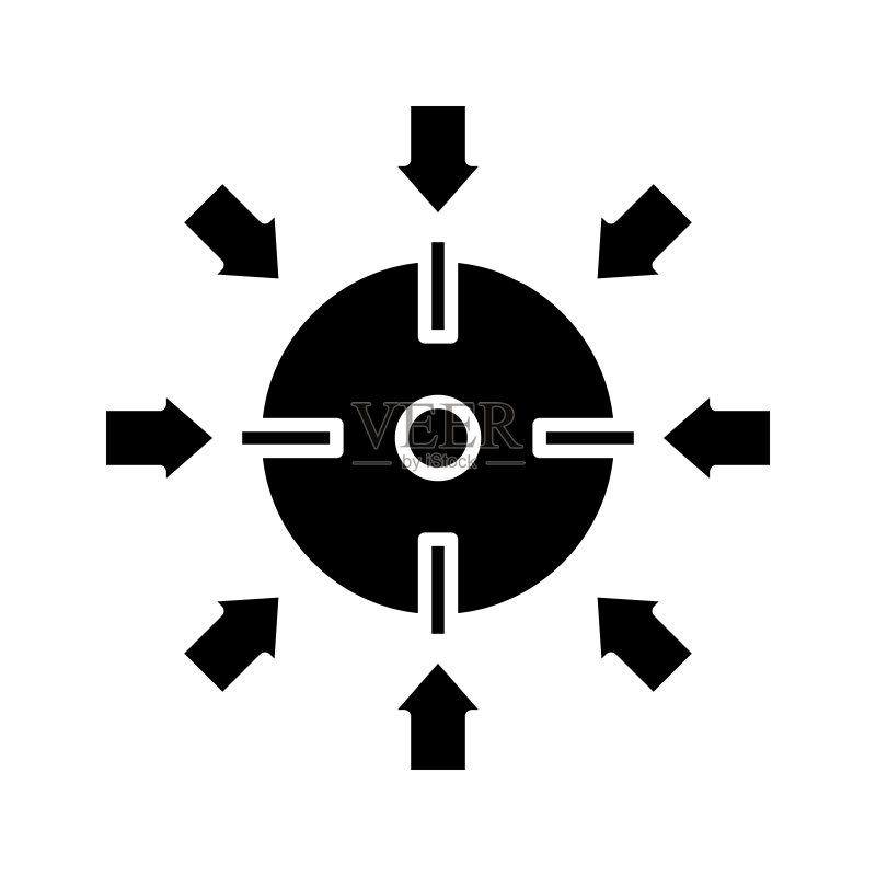 一个目标黑色图标,概念插图,矢量扁平符号图标素材