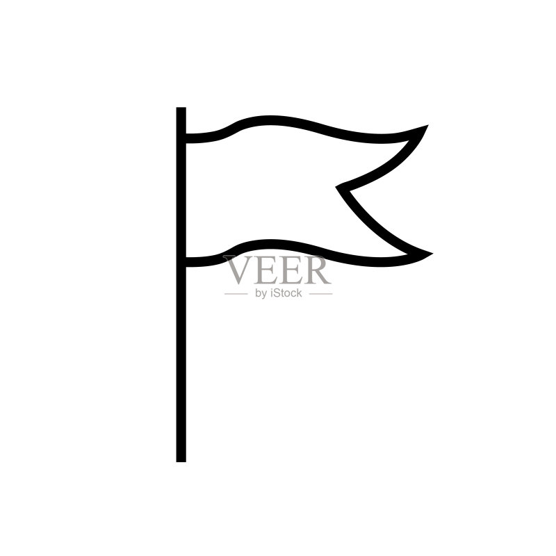 旗帜线条图标,logo在白色背景上隔离图标素材