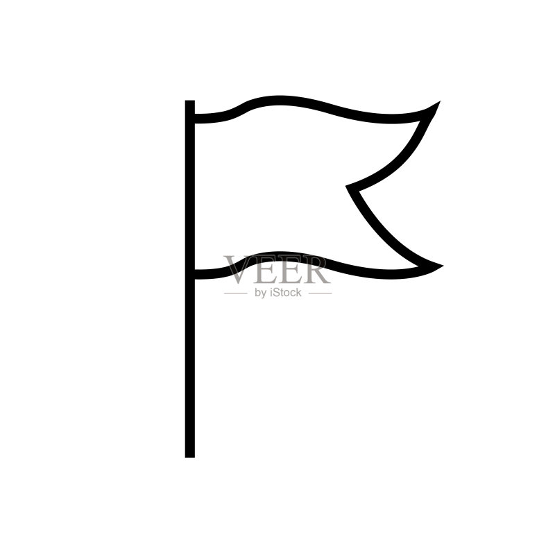 旗帜线条图标,logo在白色背景上隔离图标素材