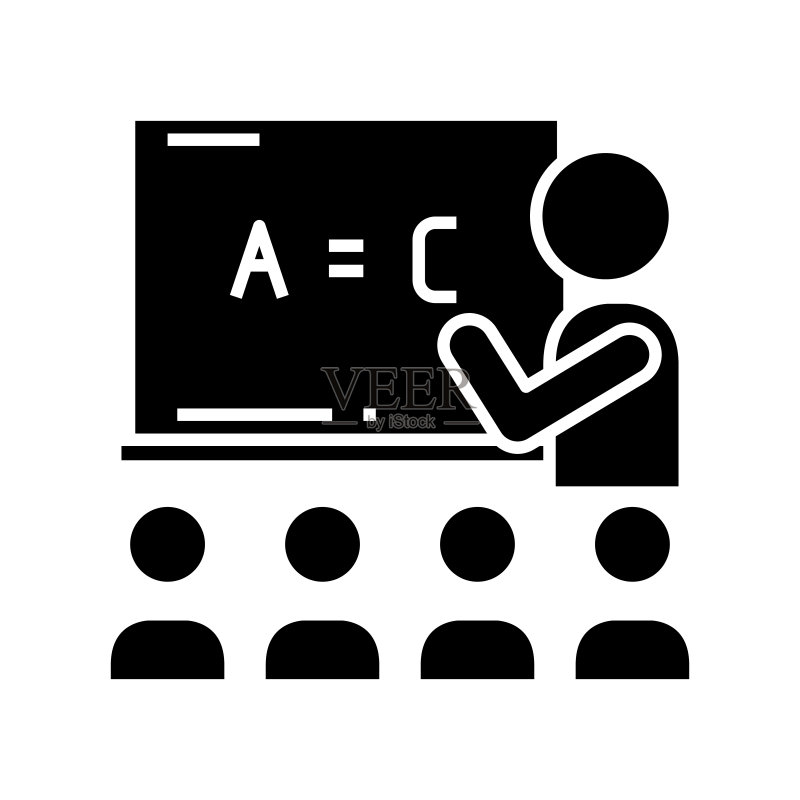 老师演讲黑色图标,概念图示,矢量扁平符号,字形标志图标素材