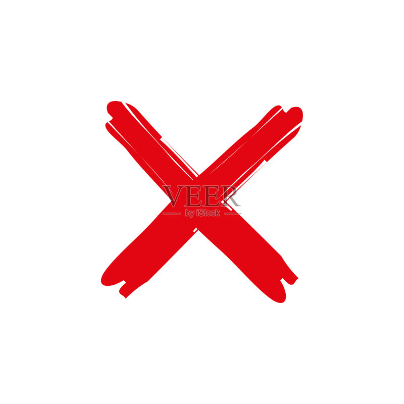 叉号X矢量标志。扁平风格的红色符号隔离矢量图图标素材