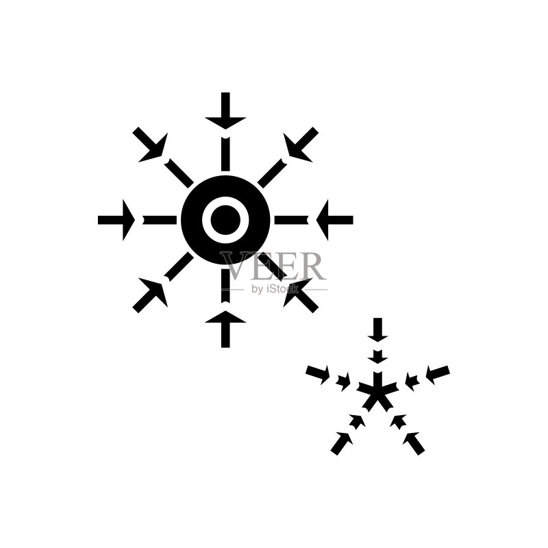 下雪黑色图标,概念插图,矢量扁平符号图标素材