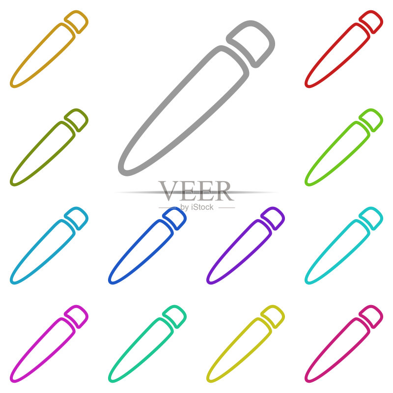 彩色钢笔图标:用于UI和UX的简约Web矢量轮廓,网站或移动应用程序图标素材