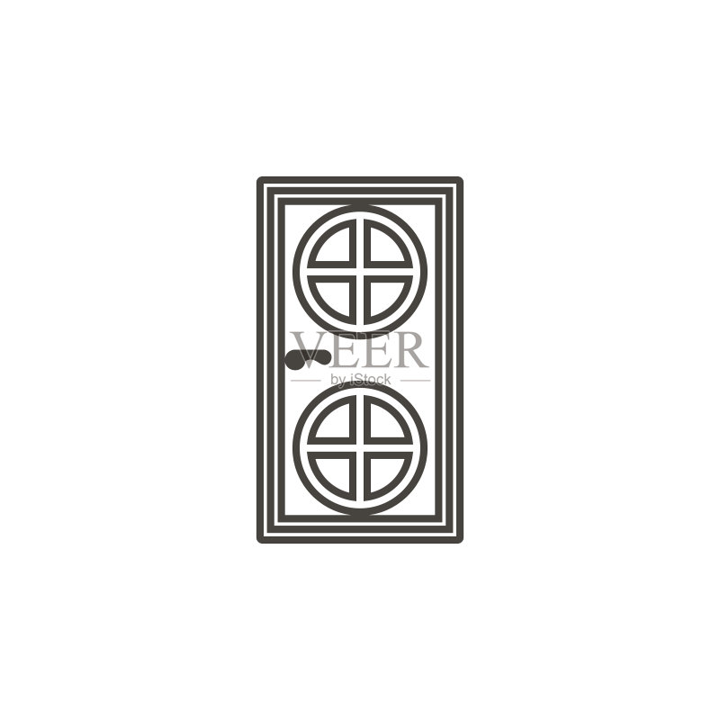 白色背景上的时尚轮廓门图标矢量素材图标素材